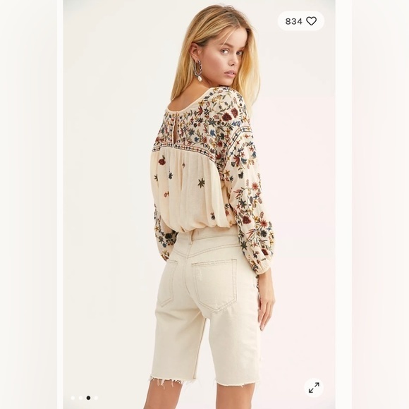 Free People Wild Flowers Embroidered Blouse - Picture 3 of 7